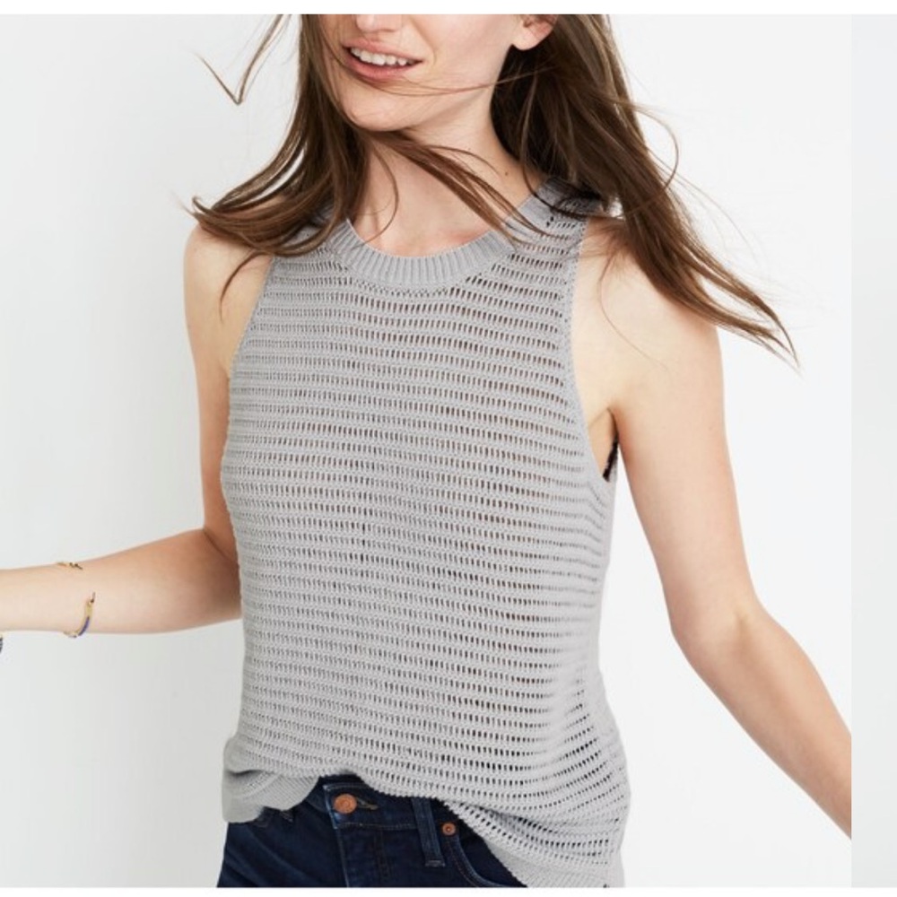 Madewell open stitch sweater tank grey woman’s Sz xs
